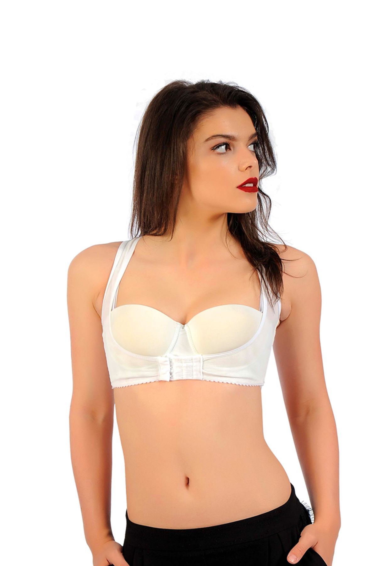 Beyaz Kadın Sırt Toparlayıcı Göğüs Dikleştirici Korse (795B)