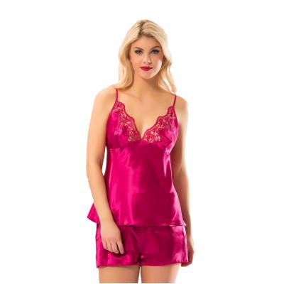 Fuşya Saten Babydoll Şortlu Takım (297F)