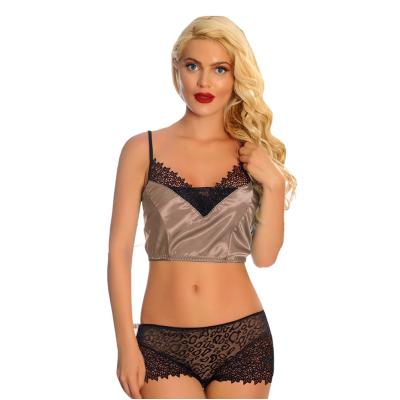Vizon Saten Dantelli Babydoll Şortlu Takım (289V)
